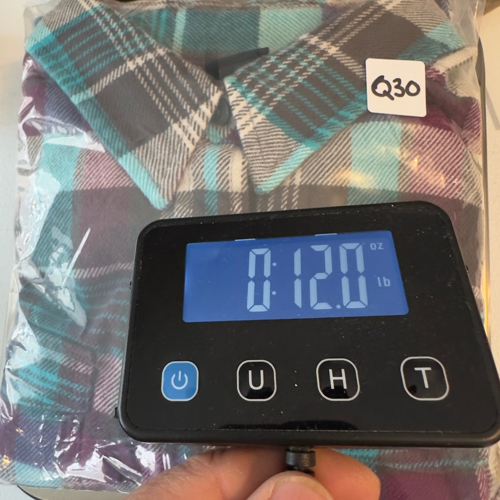 Patagonia Womens Organic Cotton Flannel Plaid Button Down Shirt Teal Purple Sz 6 - Picture 9 of 9